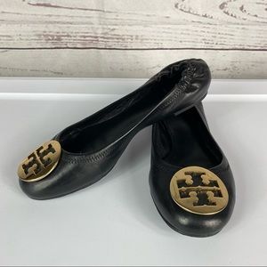 Tory Burch Reva black leather ballet flats Sz 8.5